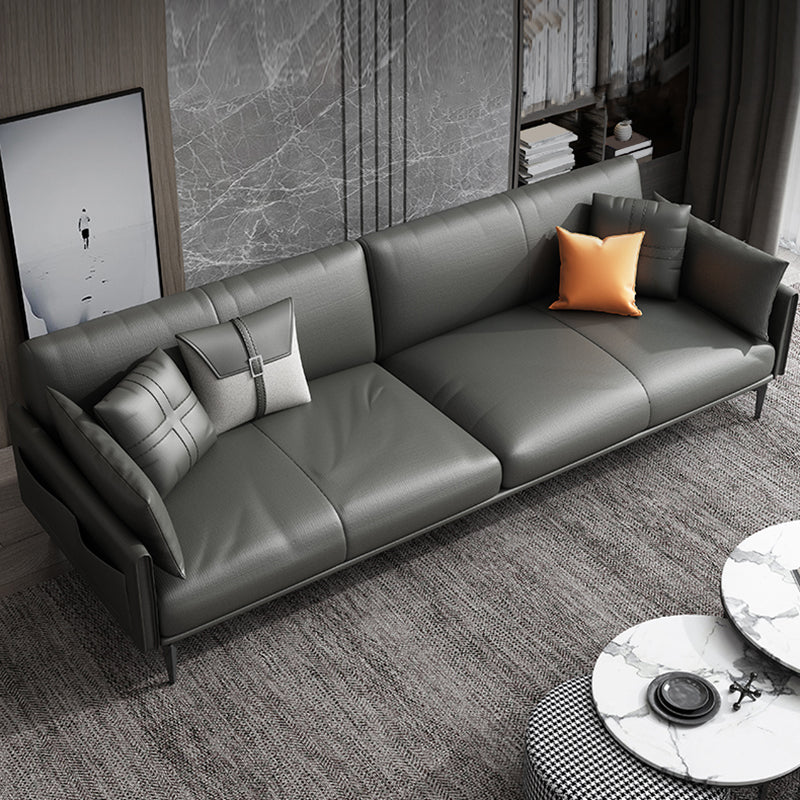 Faux Leather Sofa 33.46 " D x 30.70" H Square Arm Sofa for Living Room