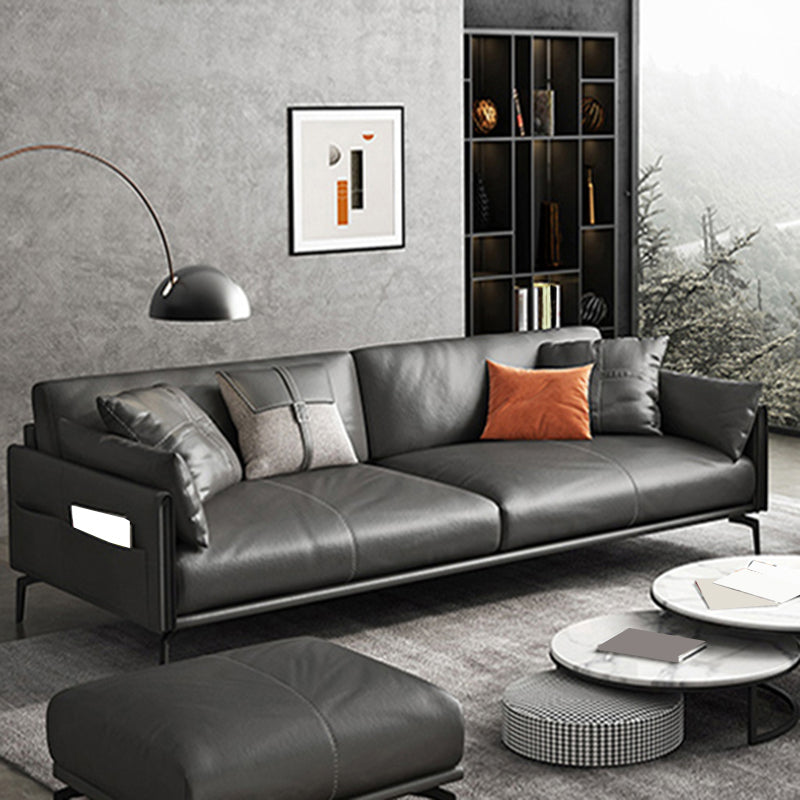 Faux Leather Sofa 33.46 " D x 30.70" H Square Arm Sofa for Living Room