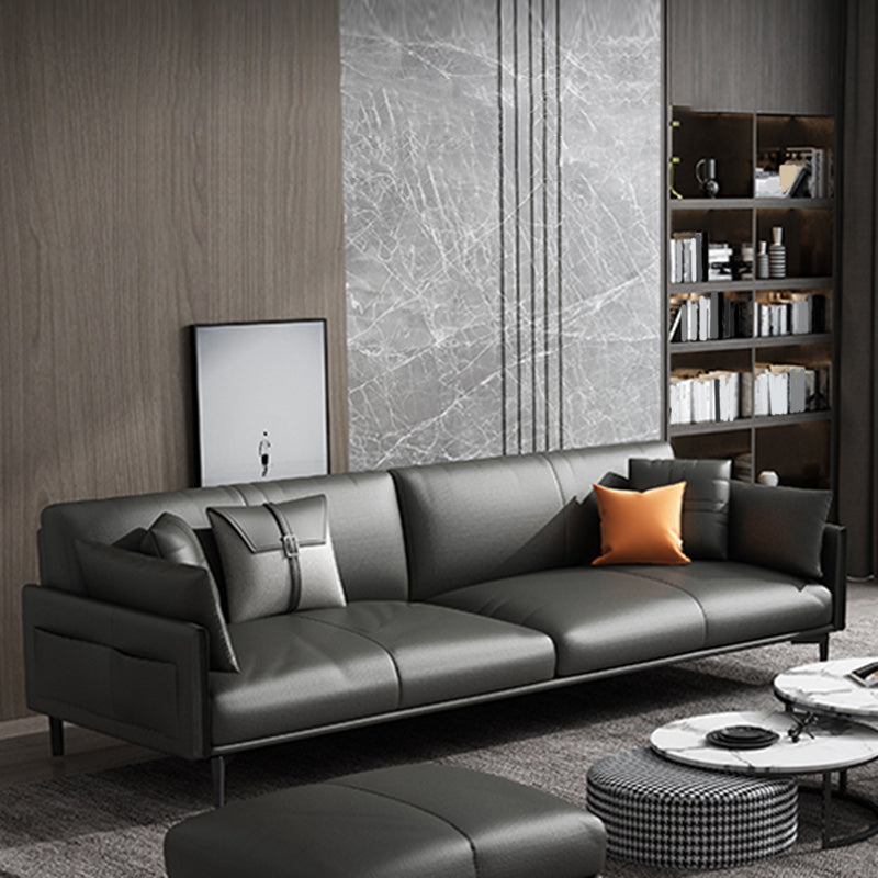 Faux Leather Sofa 33.46 " D x 30.70" H Square Arm Sofa for Living Room