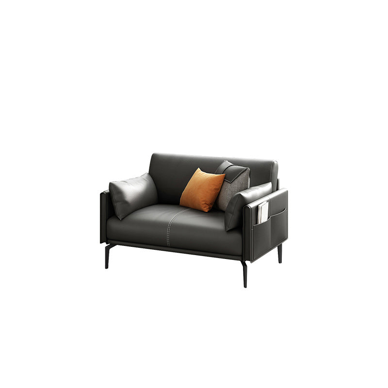 Faux Leather Sofa 33.46 " D x 30.70" H Square Arm Sofa for Living Room