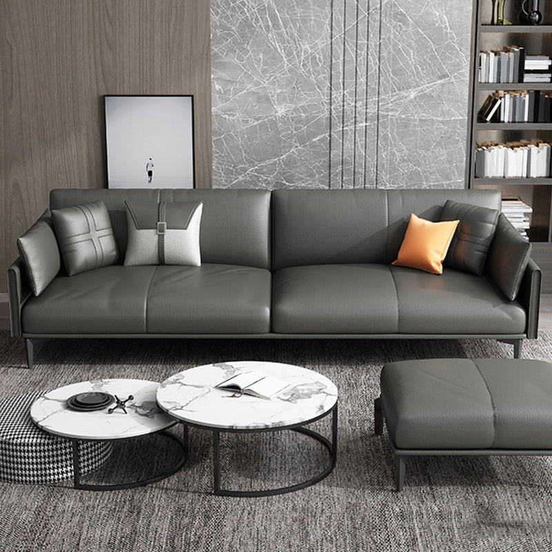 Faux Leather Sofa 33.46 " D x 30.70" H Square Arm Sofa for Living Room
