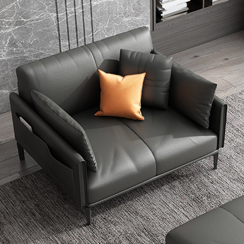 Faux Leather Sofa 33.46 " D x 30.70" H Square Arm Sofa for Living Room