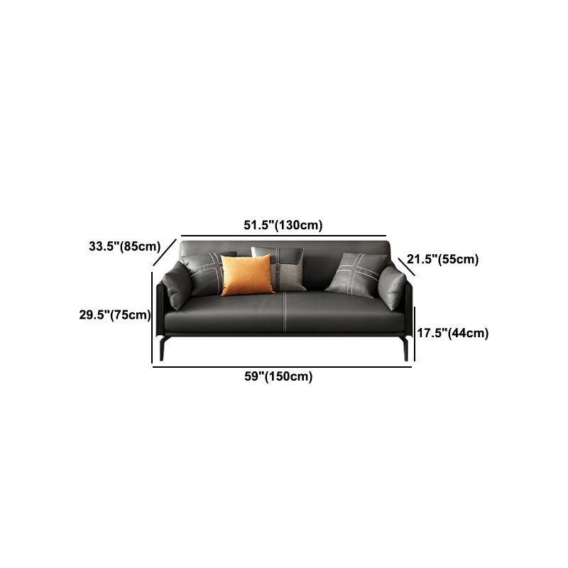 Faux Leather Sofa 33.46 " D x 30.70" H Square Arm Sofa for Living Room