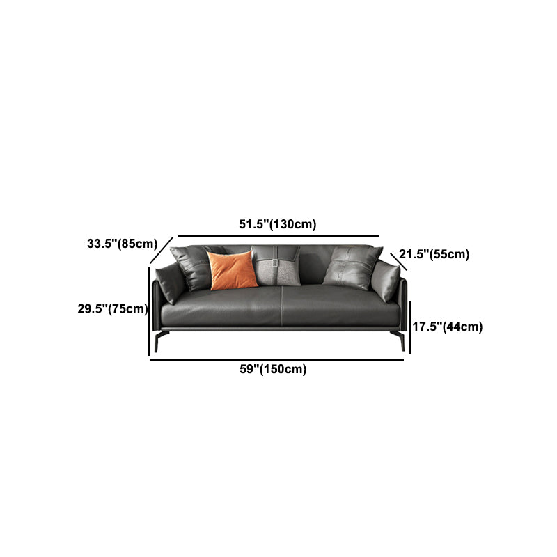 Faux Leather Sofa 33.46 " D x 30.70" H Square Arm Sofa for Living Room