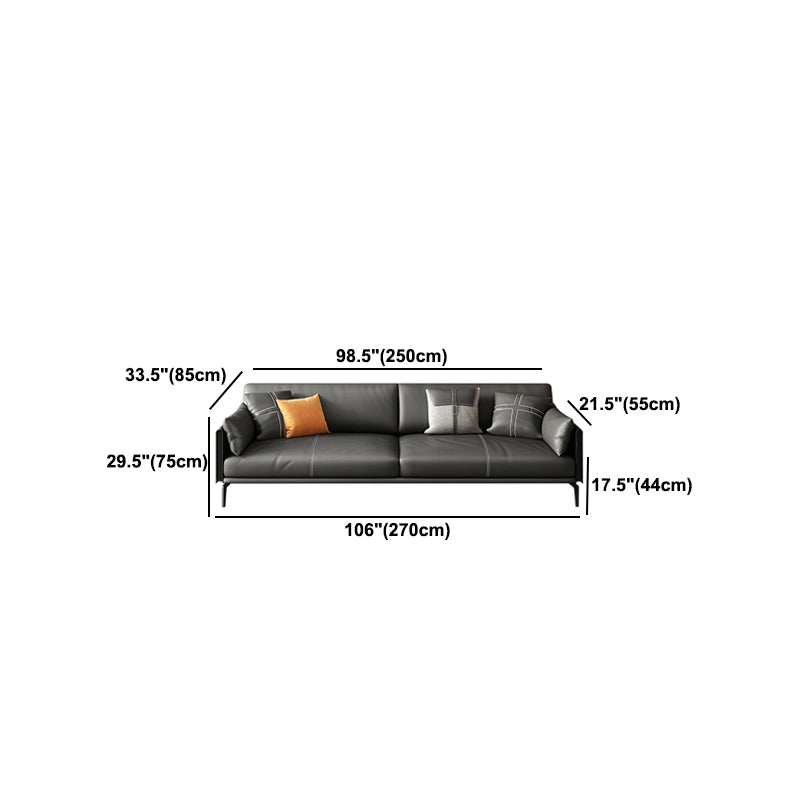 Faux Leather Sofa 33.46 " D x 30.70" H Square Arm Sofa for Living Room