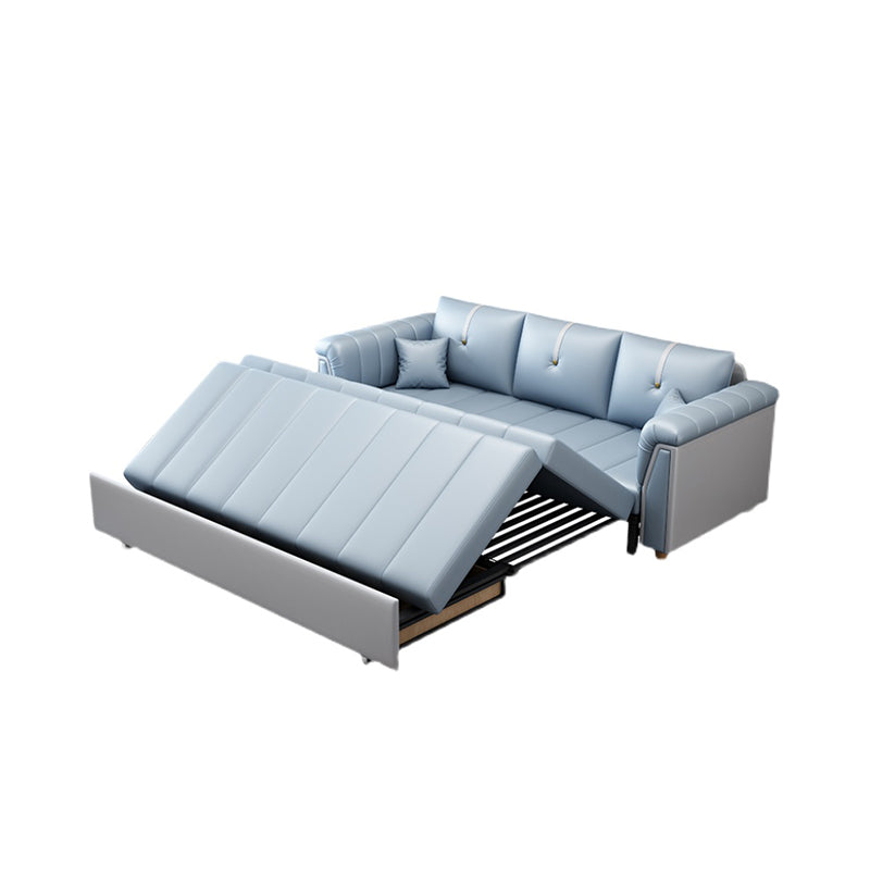 Square Arm Standard Couch Bed Contemporary Faux Leather Bed Sofa Couch