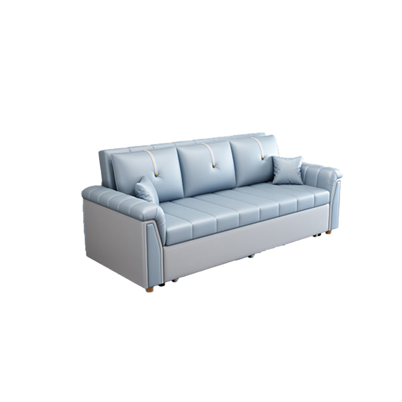 Square Arm Standard Couch Bed Contemporary Faux Leather Bed Sofa Couch