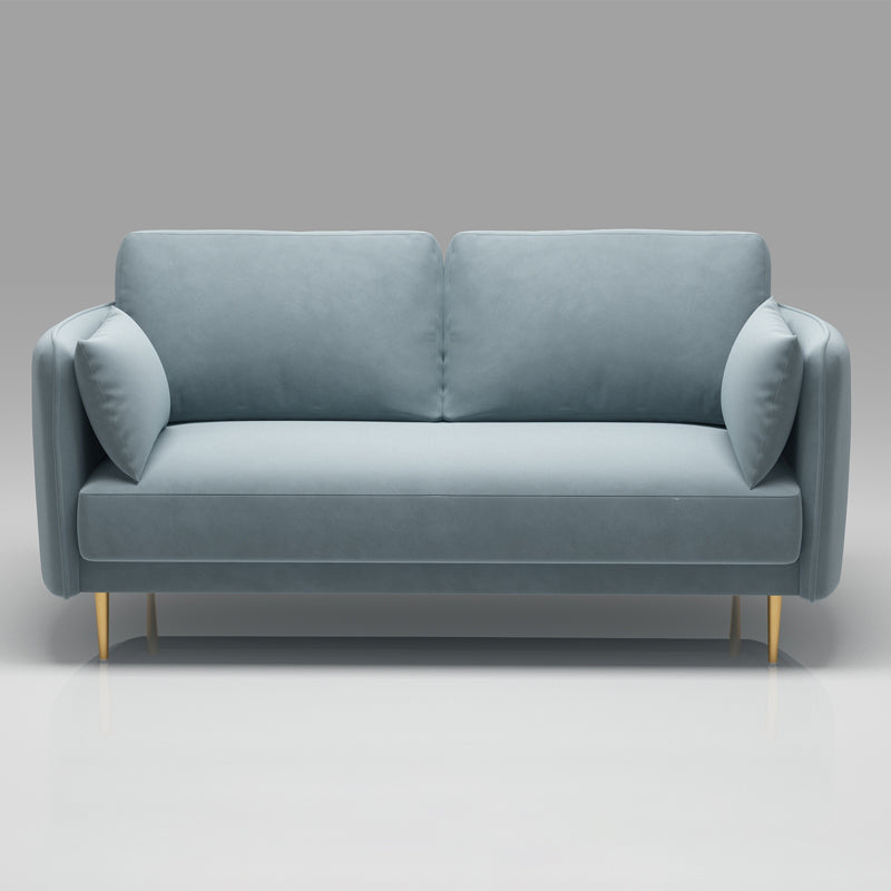 Square Arm Contemporary Settee Sofa Standard Velvet Settee Couch
