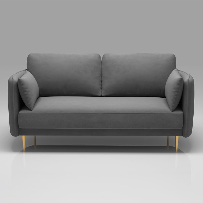 Square Arm Contemporary Settee Sofa Standard Velvet Settee Couch