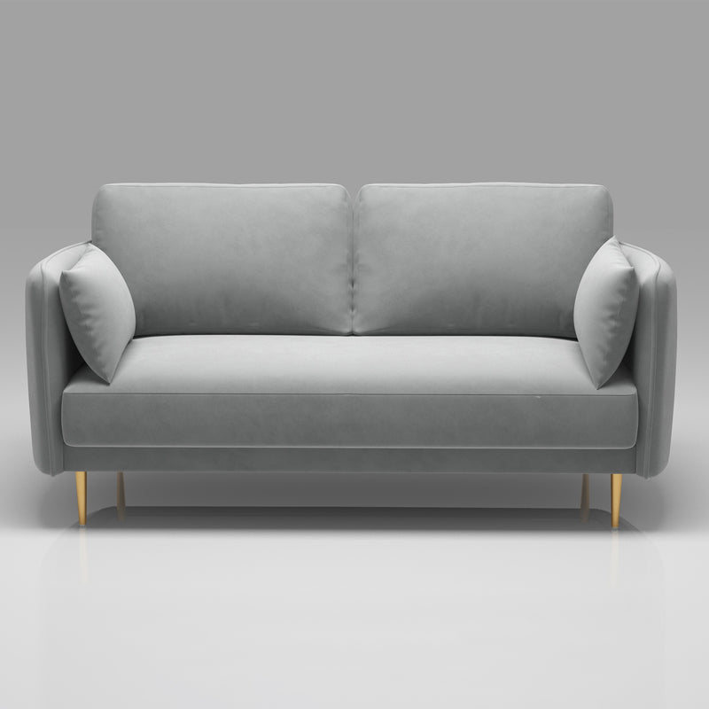 Square Arm Contemporary Settee Sofa Standard Velvet Settee Couch