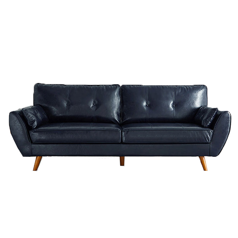 Faux Leather Contemporary Tufted Standard Flared Arm Settee Sofa