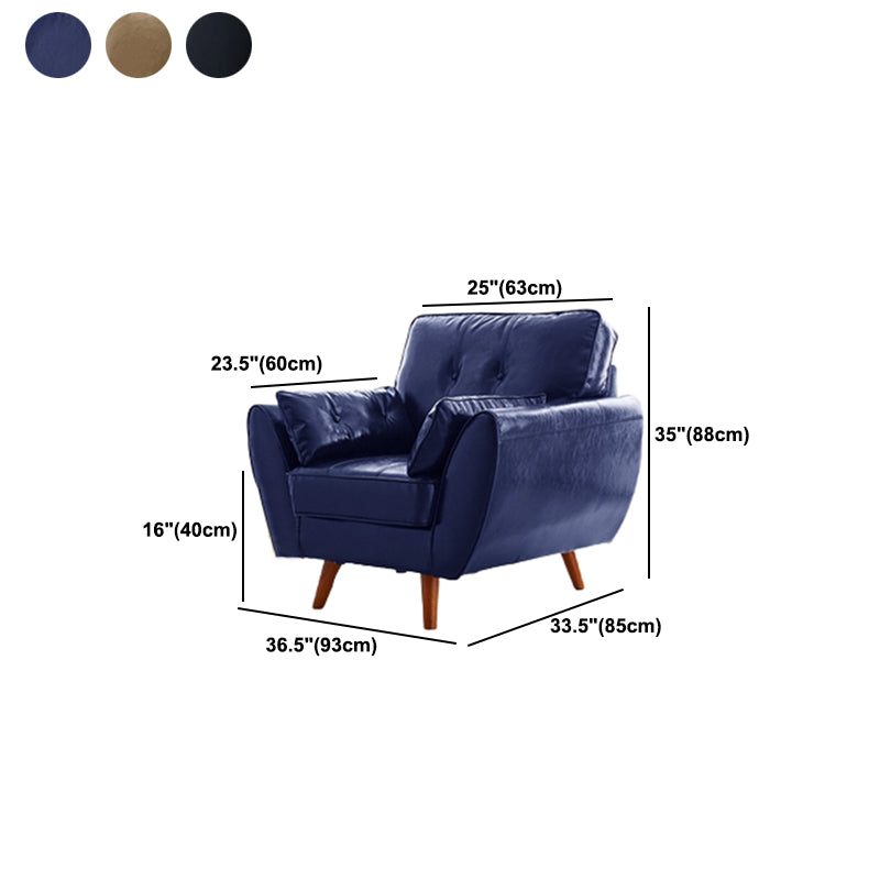 Faux Leather Contemporary Tufted Standard Flared Arm Settee Sofa