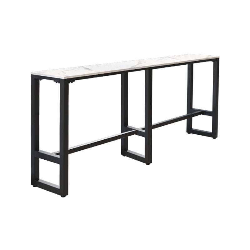 Industrial Black Iron Bar Table White Faux Marble Rectangle Top 41.3"H Bistro Table