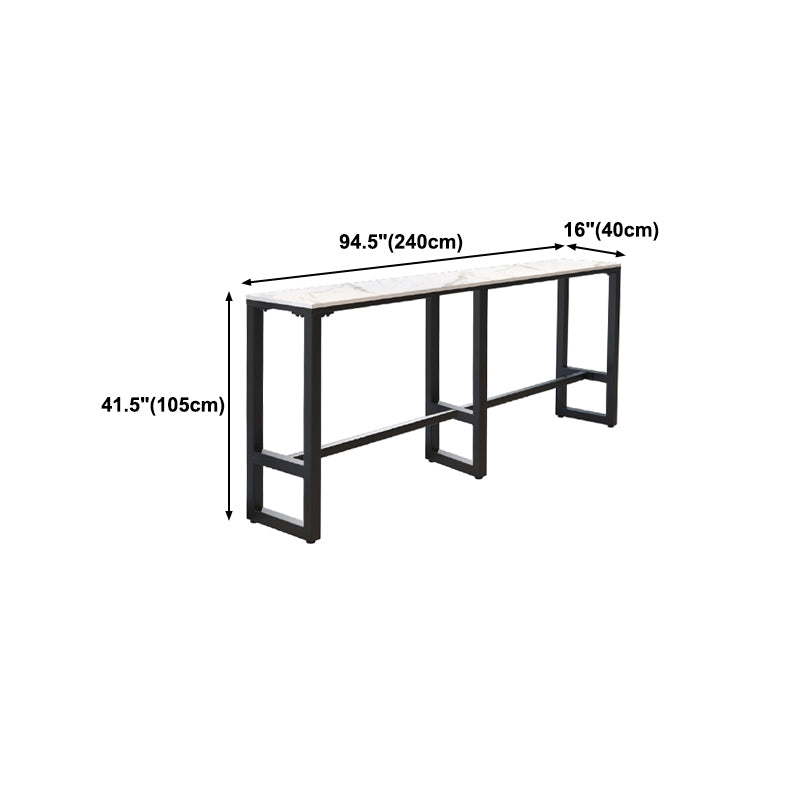 Industrial Black Iron Bar Table White Faux Marble Rectangle Top 41.3"H Bistro Table