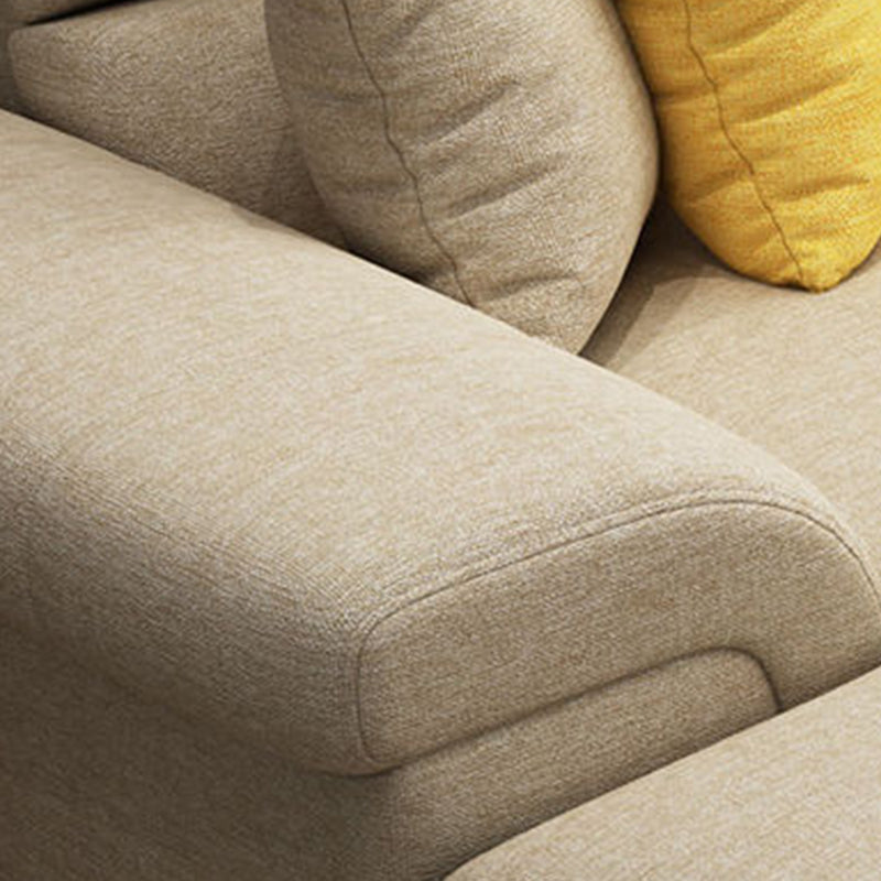 Blue L-Shape Sectional with Pillow Top Arm and Pillows Back for Four People