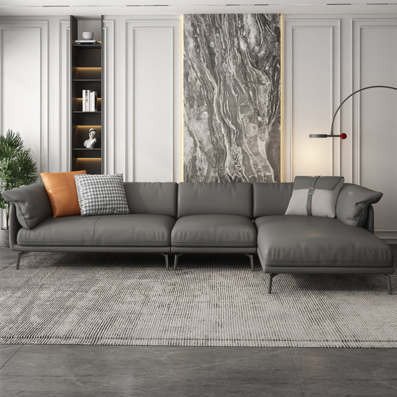 Pillow Top Arm Sofa & Chaise 32.68" H Genuine Leather Cushions Sofa