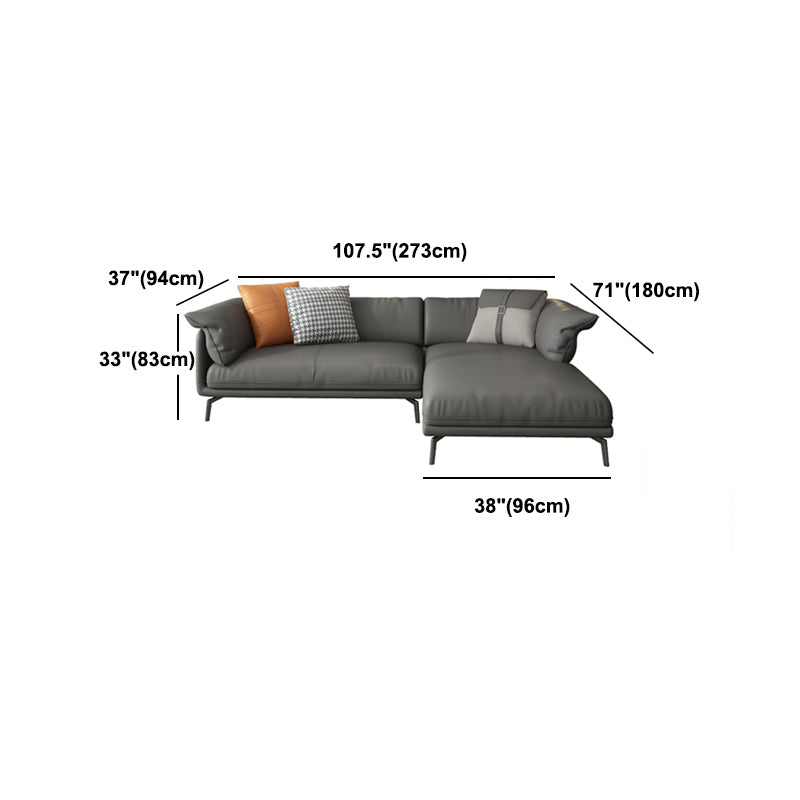 Pillow Top Arm Sofa & Chaise 32.68" H Genuine Leather Cushions Sofa