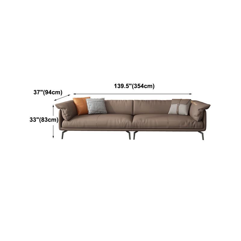 Pillow Top Arm Sofa & Chaise 32.68" H Genuine Leather Cushions Sofa