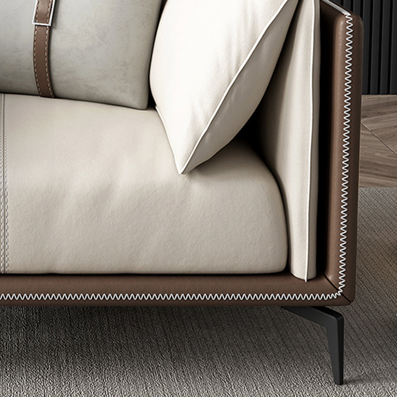 30.7" H Modern Cushions Sofa Genuine Leather Pillow Top Arm Sofa & Chaise