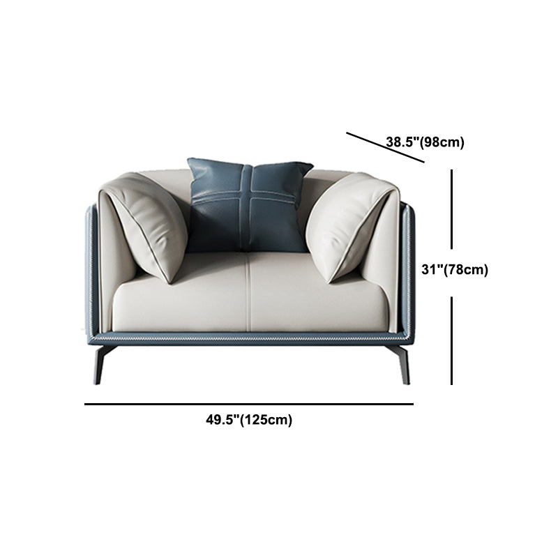 30.7" H Modern Cushions Sofa Genuine Leather Pillow Top Arm Sofa & Chaise