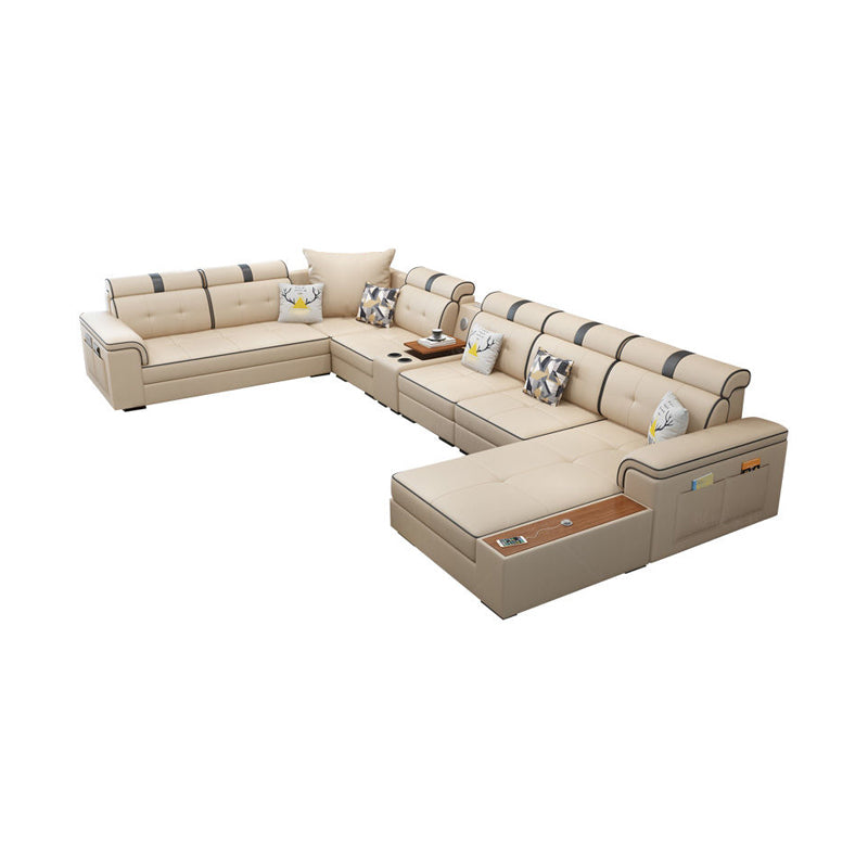 Contemporary Sofa Faux Leather U-Shaped Modular Furniture Sectionals