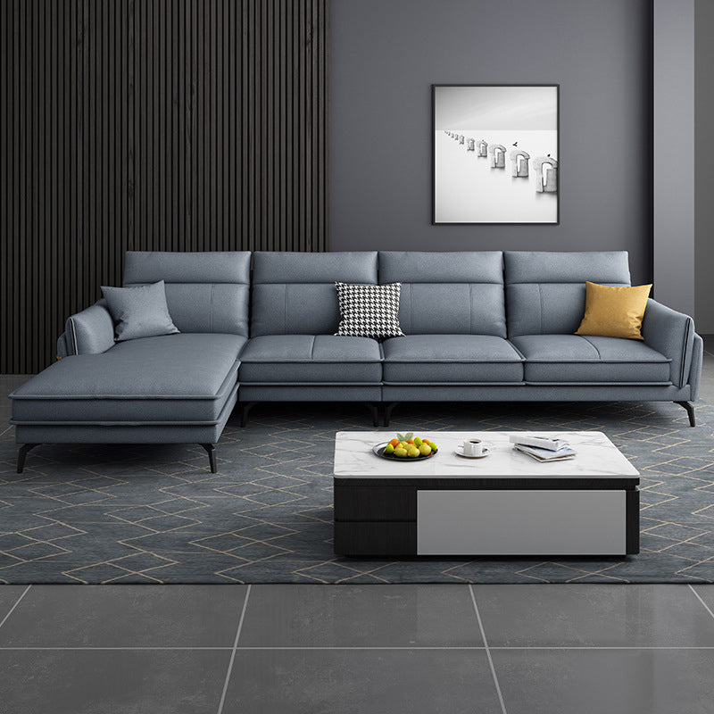 Scandinavian Blue Pillow Back Sectionals/Sofa for Living Room 35.43" High