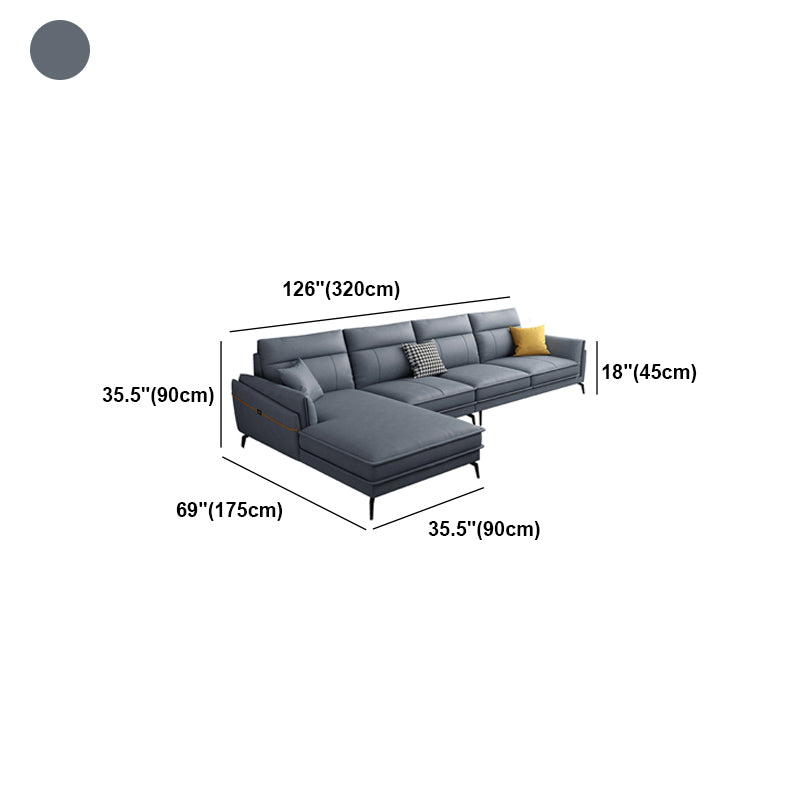 Scandinavian Blue Pillow Back Sectionals/Sofa for Living Room 35.43" High