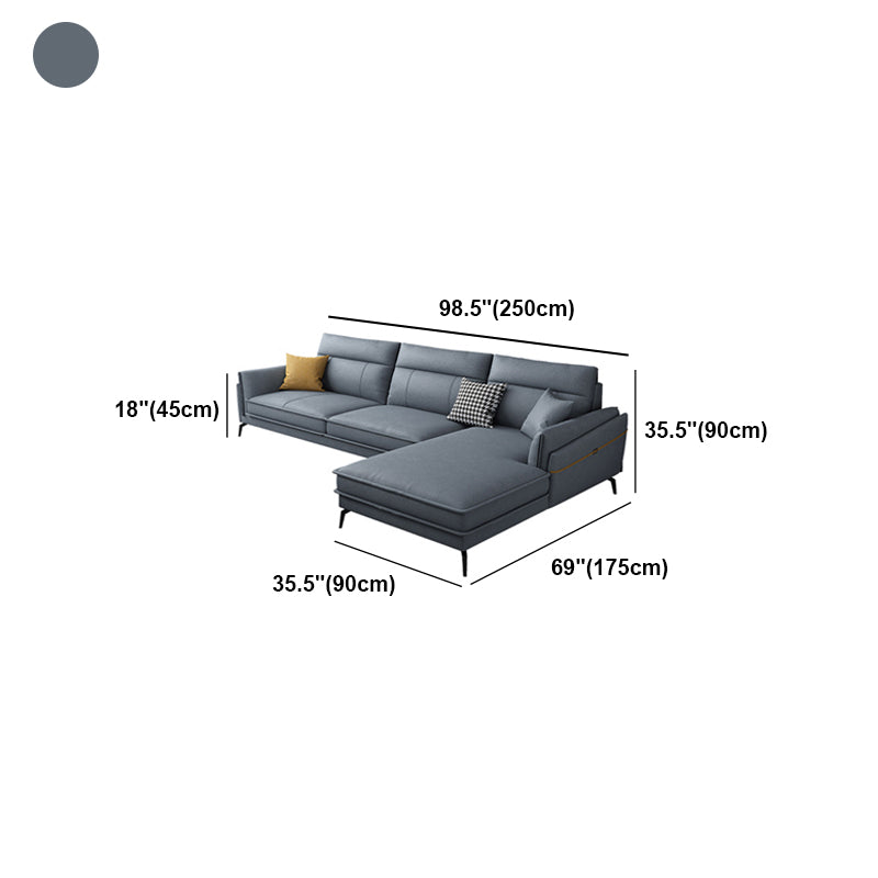 Scandinavian Blue Pillow Back Sectionals/Sofa for Living Room 35.43" High