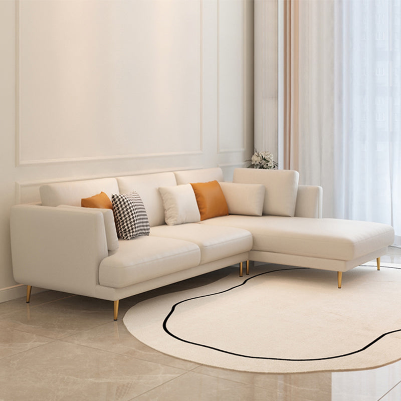 Contemporary Faux Leather Sofa Recessed Arm Furniture Sectionals in Beige
