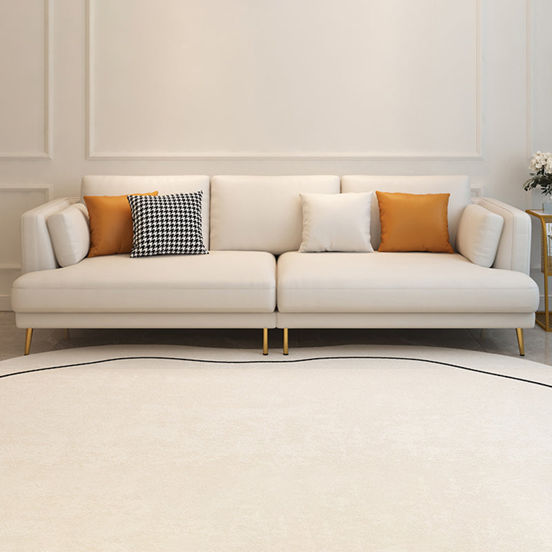 Contemporary Faux Leather Sofa Recessed Arm Furniture Sectionals in Beige