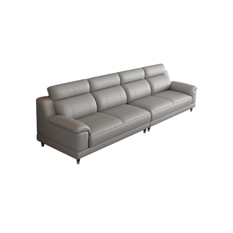Light-grey Contemporary Sofa Genuine Leather Living Room Sofa & Chaise