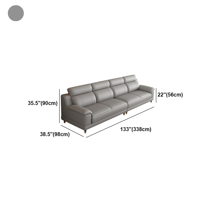 Light-grey Contemporary Sofa Genuine Leather Living Room Sofa & Chaise
