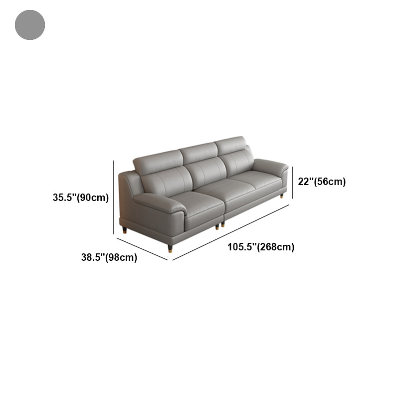 Light-grey Contemporary Sofa Genuine Leather Living Room Sofa & Chaise