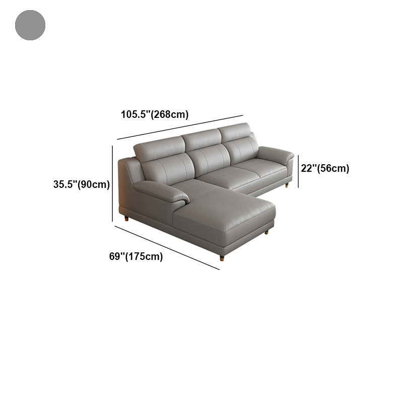 Light-grey Contemporary Sofa Genuine Leather Living Room Sofa & Chaise