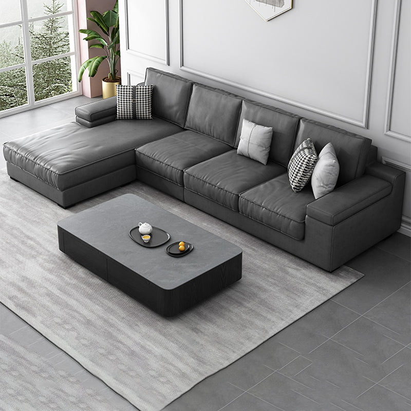 Contemporary Sofa Pillow Top Arm Modular Reversible L-Shape Sectional Couch