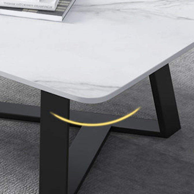 Glam Style Grey/black Gold/white Gold Rock Slate Top Coffee Table