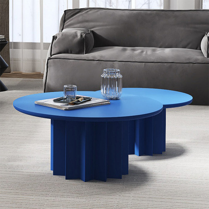 Solid Wood Blue/white/green/black Single Foot Base Design Round Coffee Table