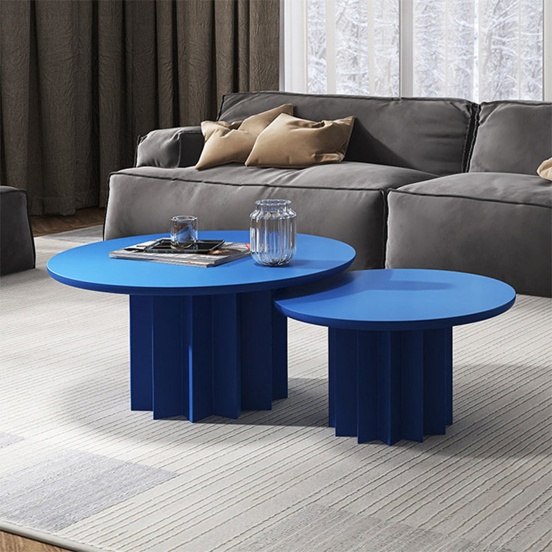 Solid Wood Blue/white/green/black Single Foot Base Design Round Coffee Table