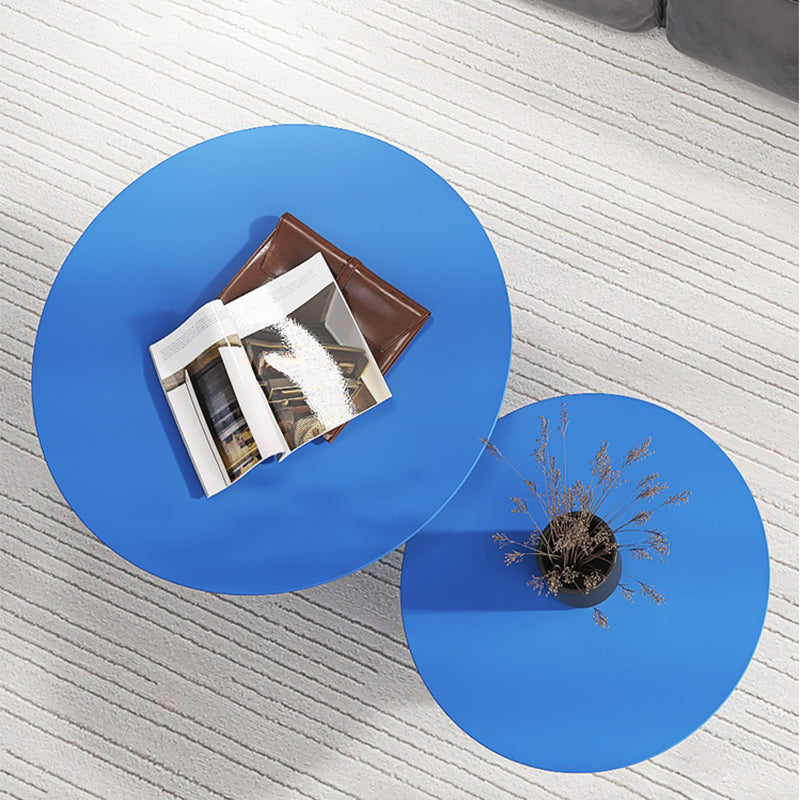 Solid Wood Blue/white/green/black Single Foot Base Design Round Coffee Table