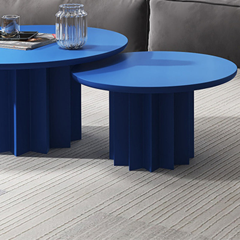 Solid Wood Blue/white/green/black Single Foot Base Design Round Coffee Table