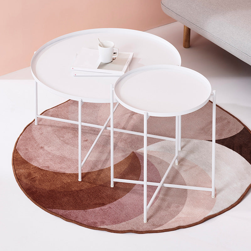 Cross Legs Tray Top Coffee Table Round Metallic Cocktail Table