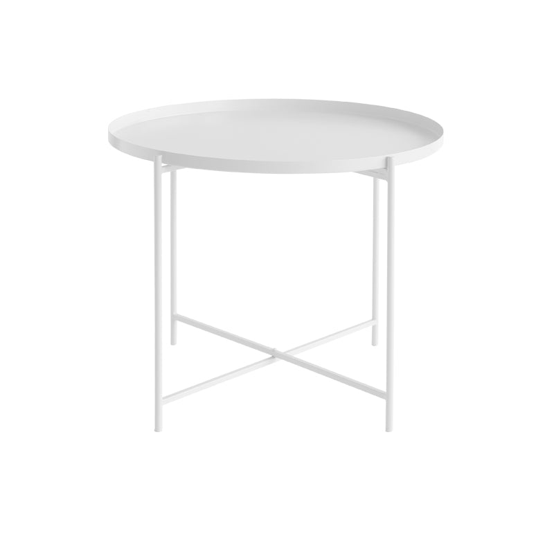 Cross Legs Tray Top Coffee Table Round Metallic Cocktail Table
