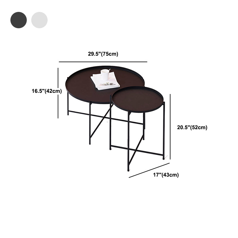 Cross Legs Tray Top Coffee Table Round Metallic Cocktail Table