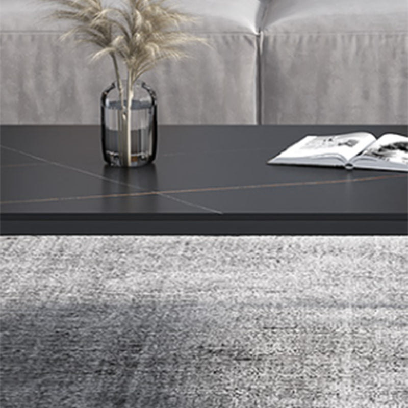 Glam Style White/black/grey Rock Slate Top Metal Base Coffee Table