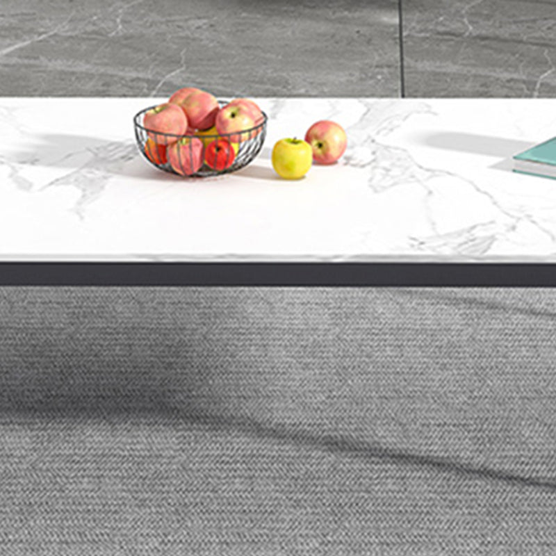 Glam Style White/black/grey Rock Slate Top Metal Base Coffee Table