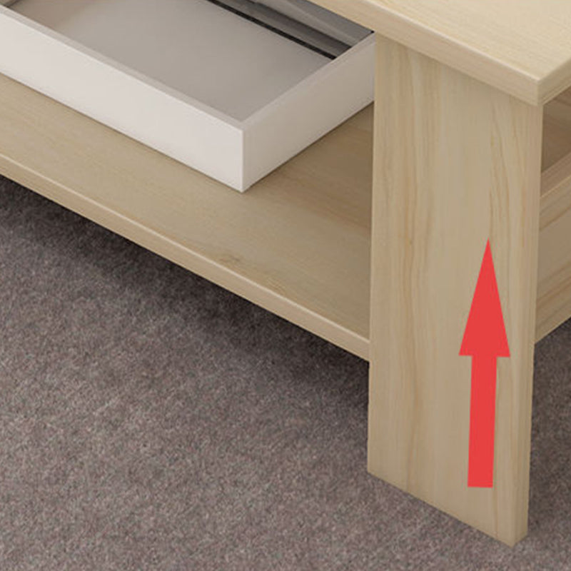 Rectangular Wooden 4 Legs Coffee Cocktail Table with Storage Shelf
