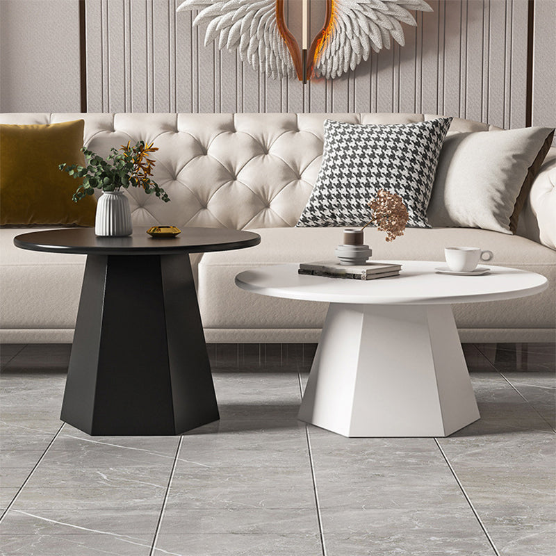 Ironwork Black/white Pedestal Base Design Round Coffee Table