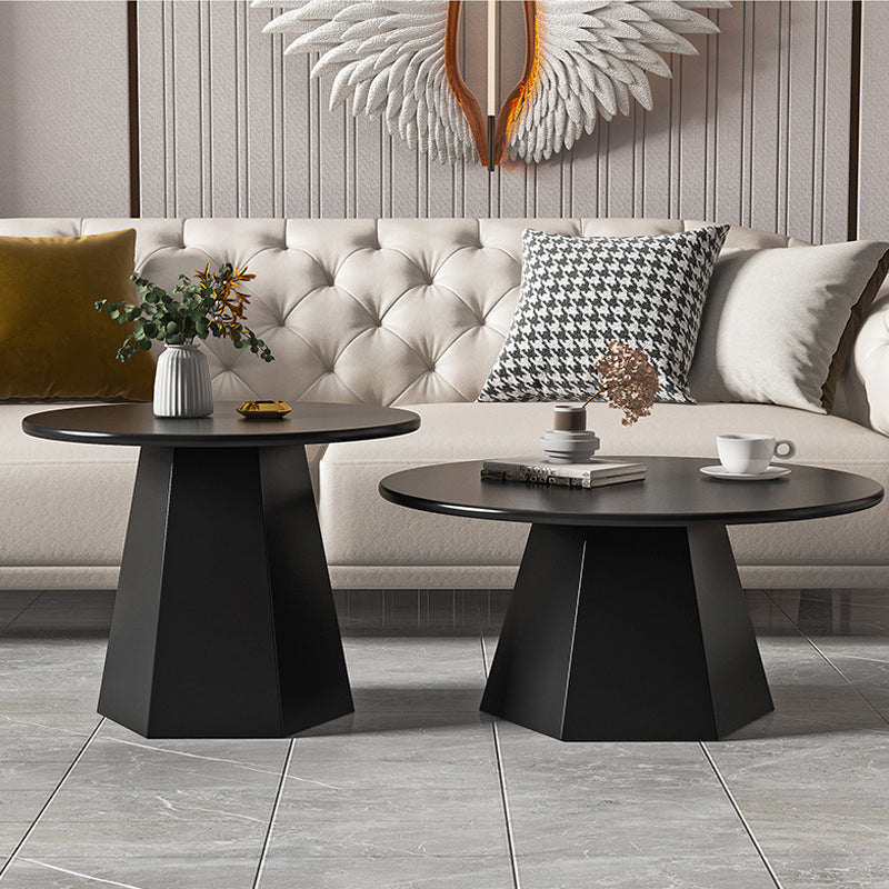 Ironwork Black/white Pedestal Base Design Round Coffee Table