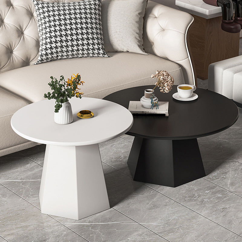 Ironwork Black/white Pedestal Base Design Round Coffee Table