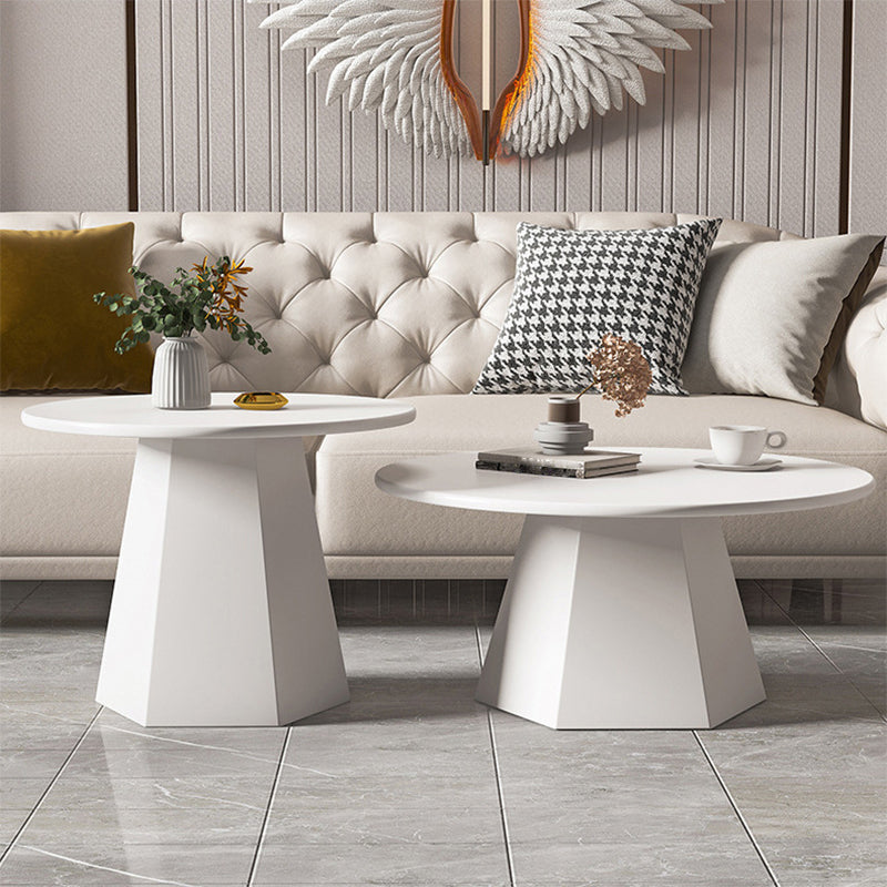 Ironwork Black/white Pedestal Base Design Round Coffee Table